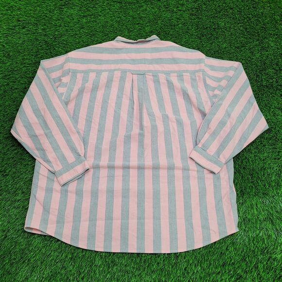 Vintage 90s Aeropostale Poplin Button Shirt XL 26x31 Baggy Stripes - Picture 2 of 14